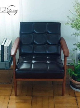 现货日本karimoku60进口单人沙发椅小户型日式实木布艺皮革Kchair