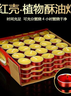 新款红壳纯酥油灯100粒4小时蜡烛家用无烟无味佛前供灯上供长明灯