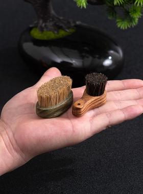纯猪鬃毛文玩刷子迷你不掉毛竹雕金蟾核桃金刚玉核雕清理包浆保养