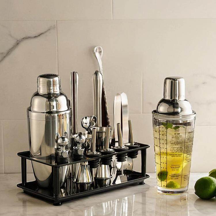 2026新款德国304不锈钢调酒器玻璃雪克杯手摇壶鸡尾酒吧工具套装