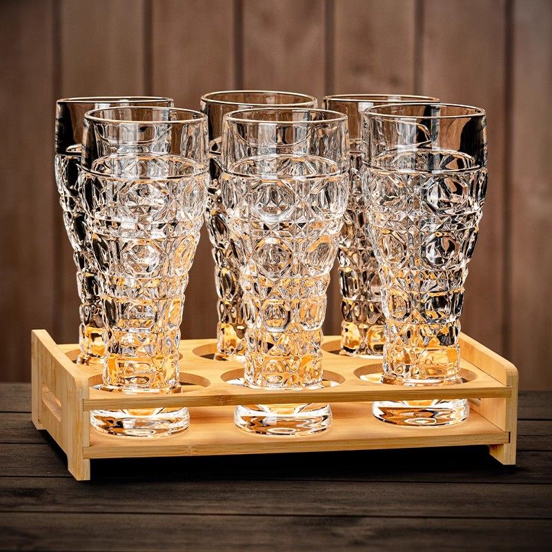 德国刻花玻璃啤酒杯家用高颜值雕花精酿杯扎啤杯大容量高档喝水杯