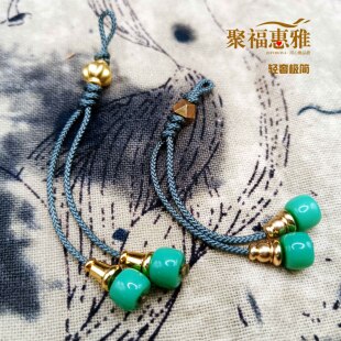 文玩配饰弟子珠佛珠108尾珠雪巴琉璃精工松石色8mm星月百香椰蒂配