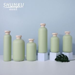 现货200ml300ml500ml翻盖空瓶子PE绿色毛绒洗发水瓶 瓶 沐浴露分装