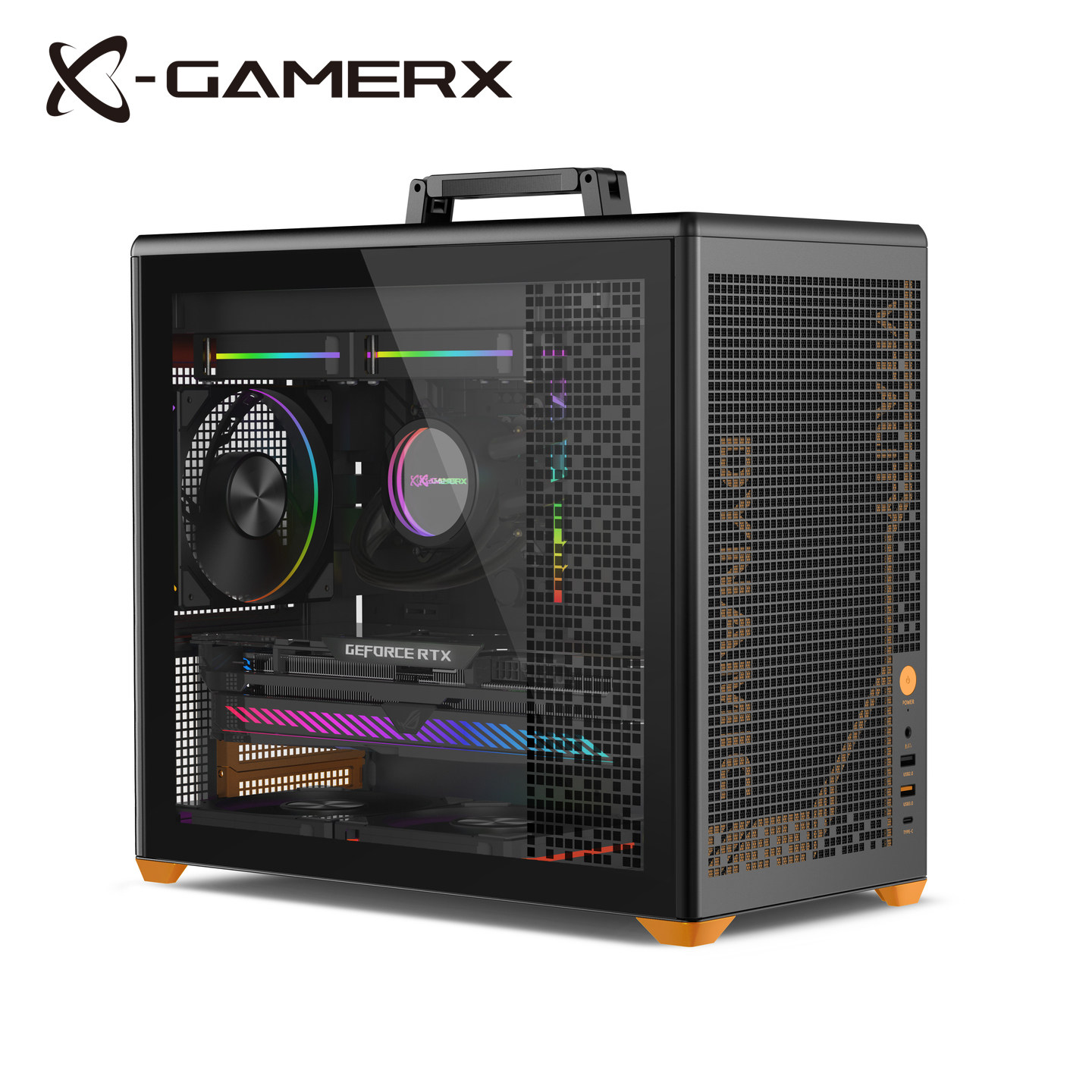 未知玩家P80手提便携式MATX玻璃侧透ITX桌面240水冷游戏电脑机箱