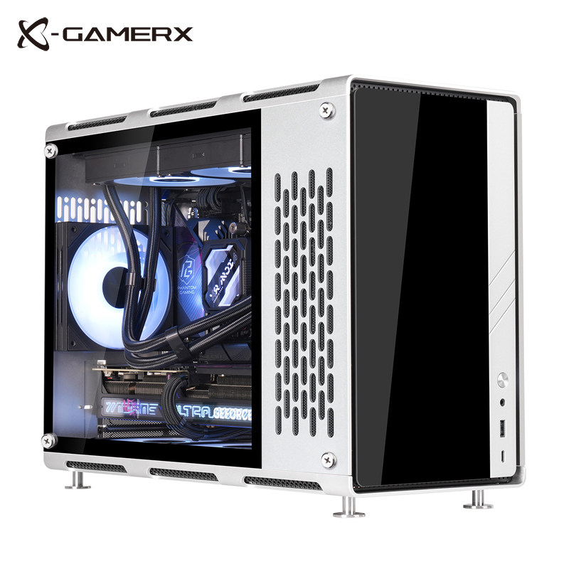 未知玩家铝视界Pro铝合金玻璃侧透MATX网孔360水冷游戏电脑机箱