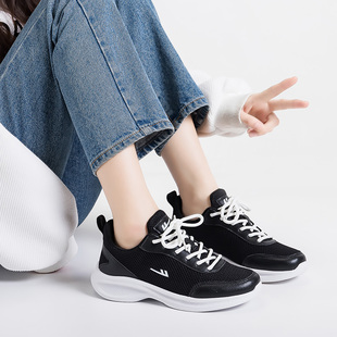 男女同款 Warrior 情侣跑步鞋 女透气轻便运动休闲鞋 回力黑色网面鞋