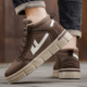 回力2025新款 男士 高帮鞋 Warrior 棕色复古加绒板鞋 潮流户外加厚靴