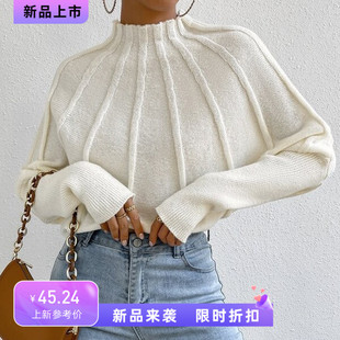 Half high neck knitted pullover sweater sweaters for women