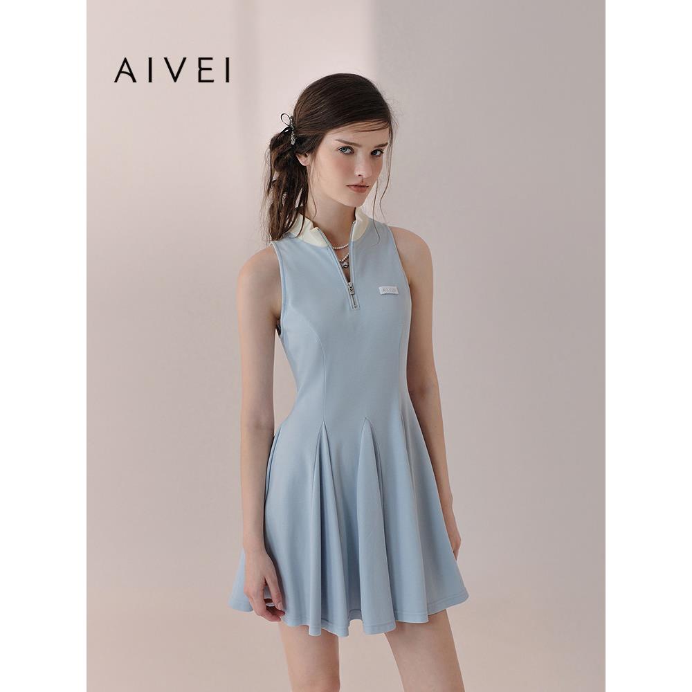 AIVEI欣贺艾薇2026春夏网球风连衣裙气质户外无袖连衣裙XSV1L01B
