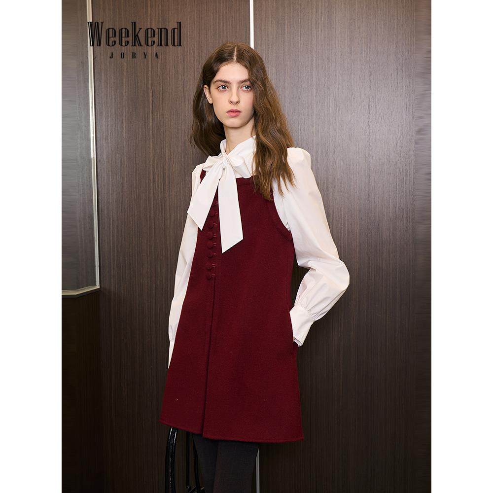 卓雅周末25冬季新款俏丽甜美单排扣绵羊毛无袖吊带连衣裙XRW6L02A,女装/女士精品,连衣裙,淘宝优惠券,粉丝福利购,淘宝优惠卷