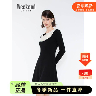 针织连衣裙XSW0Z06A 蝴蝶结镂空修身 卓雅周末26春新款 赫本风法式