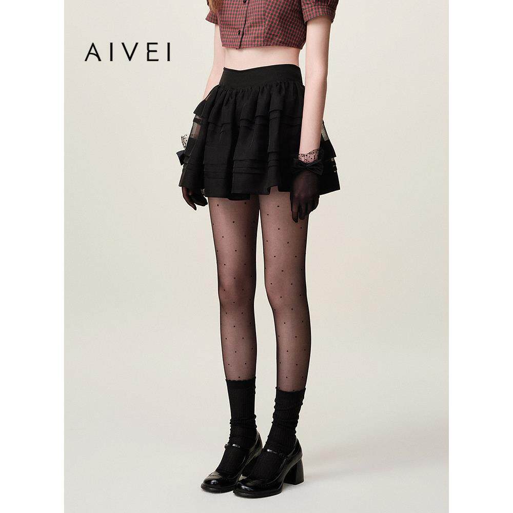 AIVEI欣贺艾薇2026夏季新少女甜美芭蕾风高腰蓬蓬裙短裙XSV3Q03A