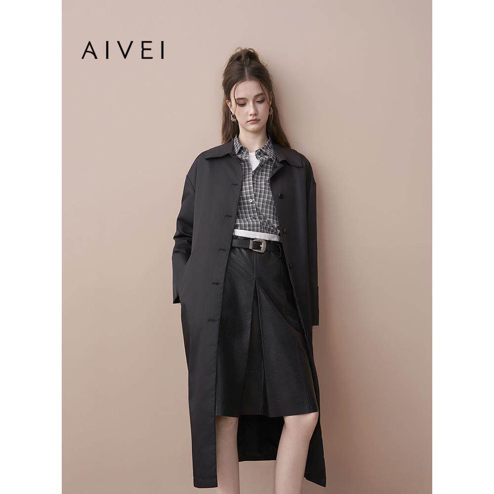 AIVEI欣贺艾薇2025秋季新韩版文艺气质直筒长款风衣外套XRV5F01B