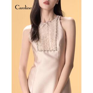 Caroline卡洛琳25夏新款时尚圆领收腰连衣裙ECRFBJ01