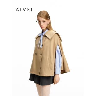 AIVEI欣贺艾薇2026秋季新英伦风通勤小个子风衣斗篷外套XSV5F01B