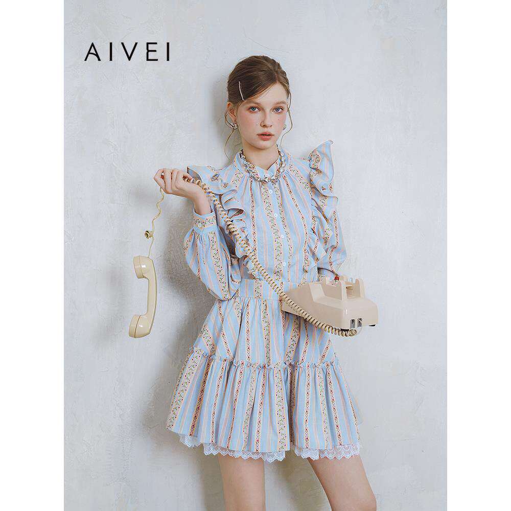 AIVEI欣贺艾薇2025春季日系小个子浪漫碎花衬衫短裙套装S710605A