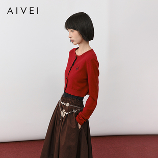 两件套XSV1M02C 开衫 AIVEI欣贺艾薇2026春季 简约清新针织背心短款