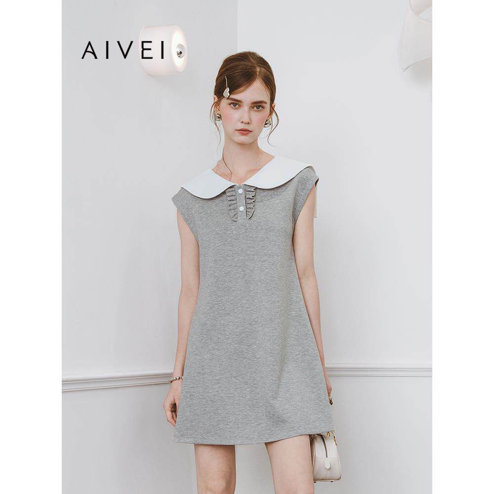 AIVEI欣贺艾薇2025夏季新学院甜美娃娃海军领卫衣连衣裙S722903A