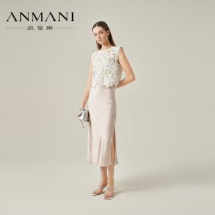 ANNMEL恩曼琳25春季新款蕾丝罩衫修身吊带连衣裙两件套EANFAA61