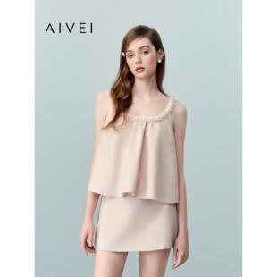AIVEI欣贺艾薇 明星同款 2026夏季新千金小香风吊带上衣XSV3S19B