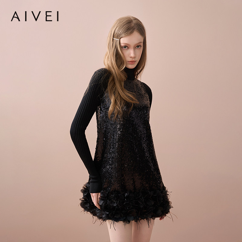 AIVEI欣贺艾薇2025早秋聚会派对立体花朵亮片背心连衣裙XRV5L29A,女装/女士精品,连衣裙,淘宝优惠券,粉丝福利购,淘宝优惠卷