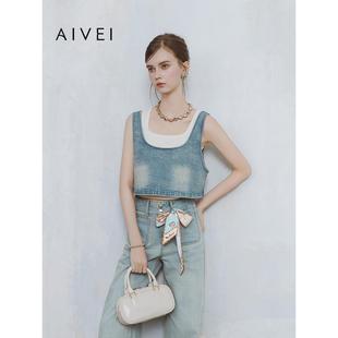 酷帅街头牛仔背心两件套S722801B 个性 AIVEI欣贺艾薇2025夏季 美式