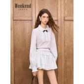 衬衫 卓雅周末26春季 翻领通勤荷叶边条纹灯笼袖 个性 XSW0S26A 新款