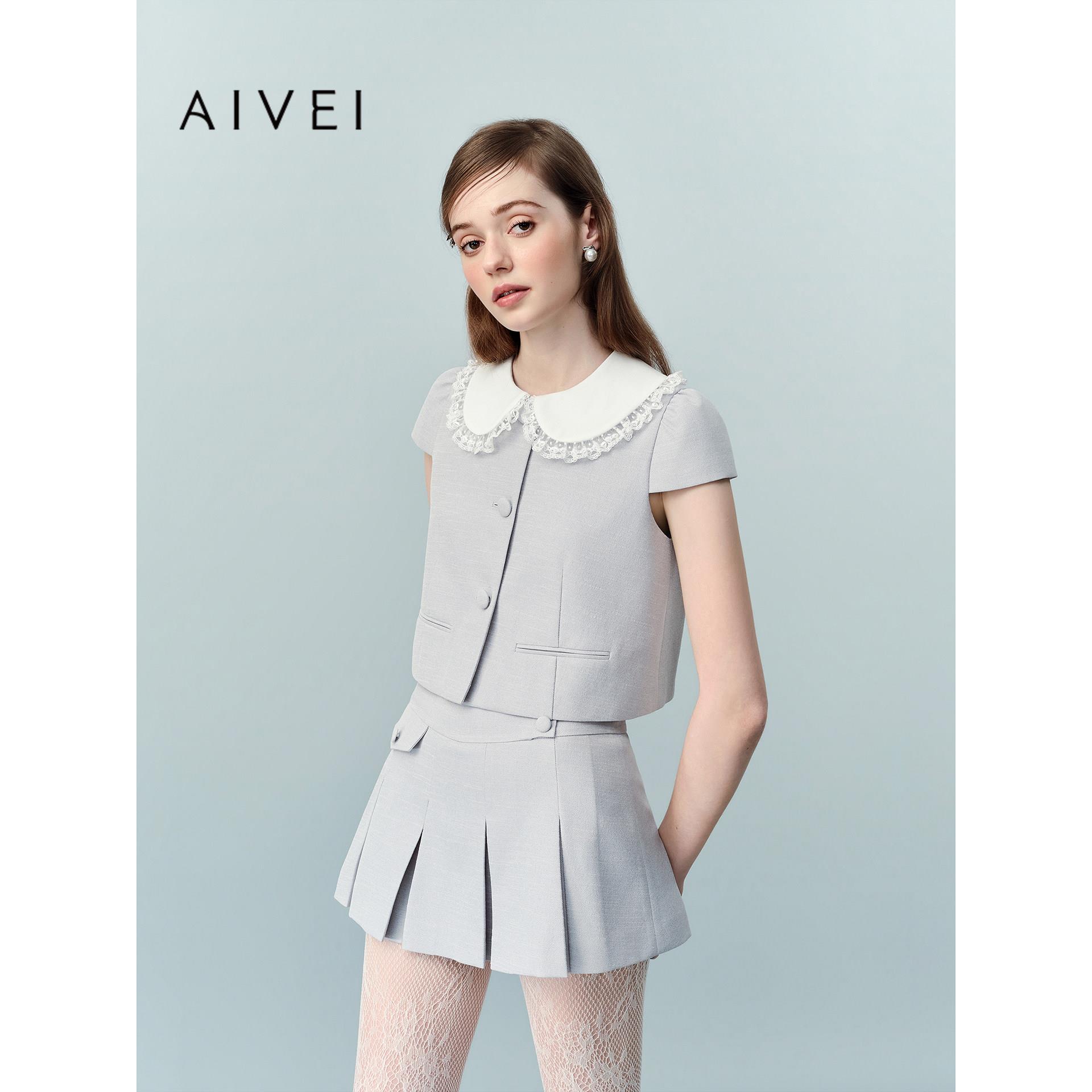 AIVEI欣贺艾薇2026夏季新千金小香风乖乖女娃娃领短外套XSV1S24B