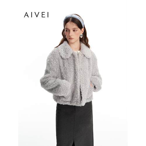 AIVEI欣贺艾薇2026冬季新软糯奶呼呼泰迪卷毛环保皮草XSV7W04A