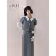 AIVEI欣贺艾薇2026春季 XSV1L13B 优雅通勤短外套吊带长裙灰色套装