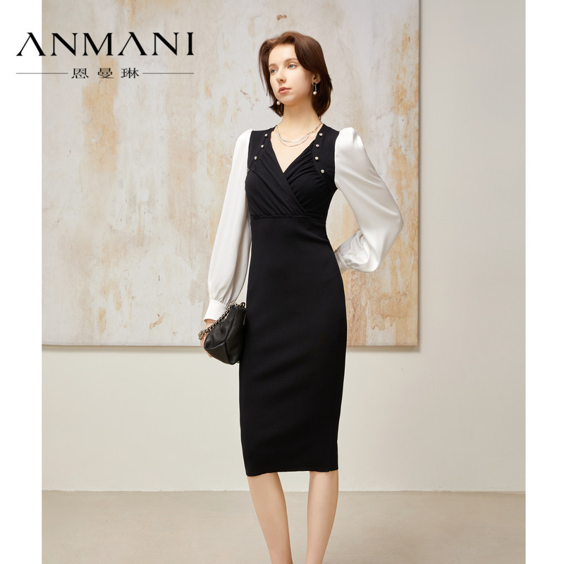 anmani黑白恩曼琳连衣裙