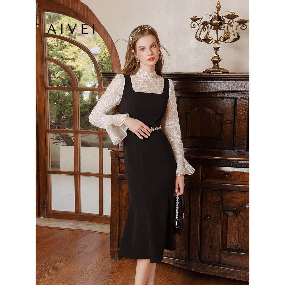 AIVEI欣贺艾薇 明星同款 微醺派对 春季优雅鱼尾连衣裙R0160175,女装/女士精品,连衣裙,淘宝优惠券,粉丝福利购,淘宝优惠卷