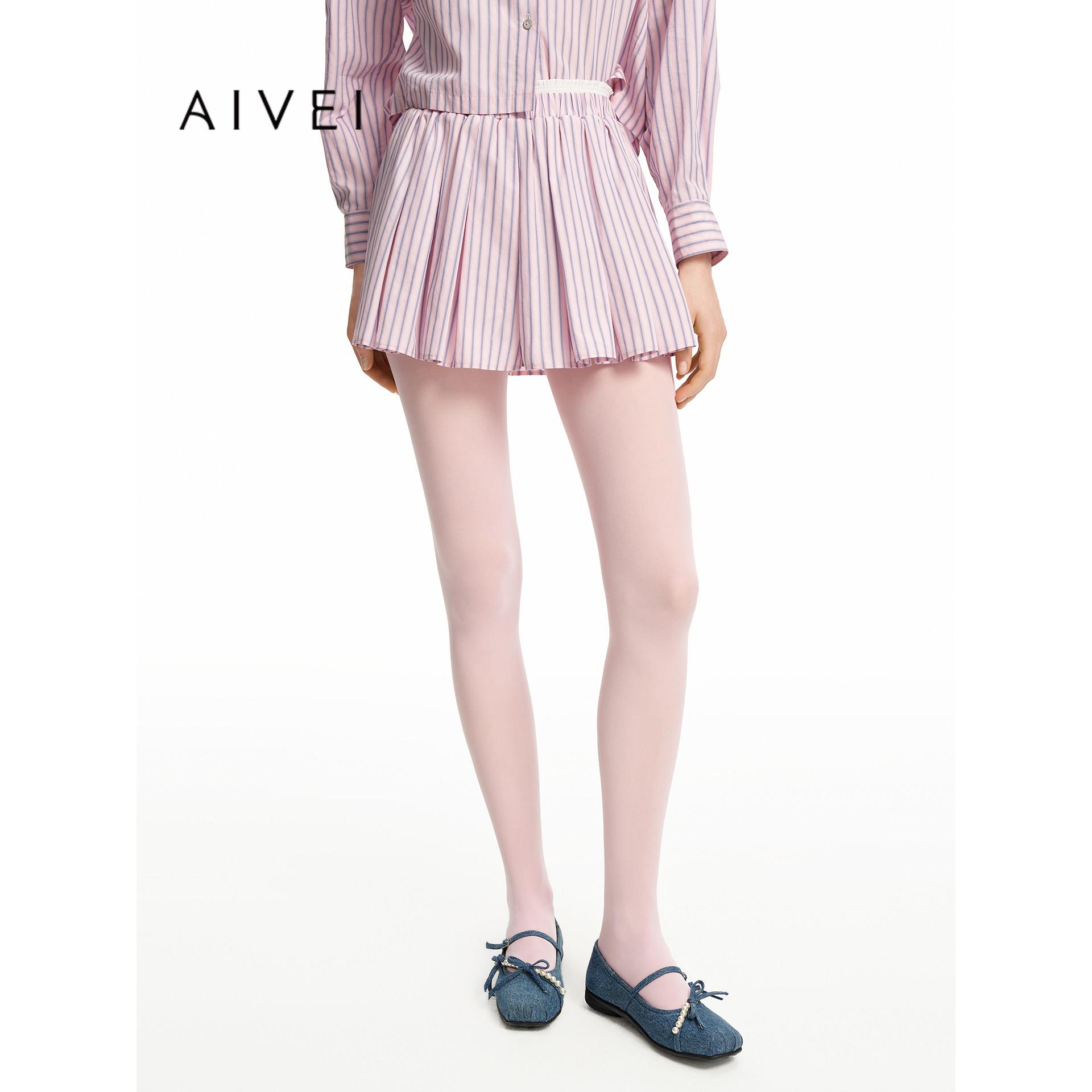 AIVEI欣贺艾薇2026秋季新休闲甜酷多巴胺条纹阔腿短裤XSV5Q06C