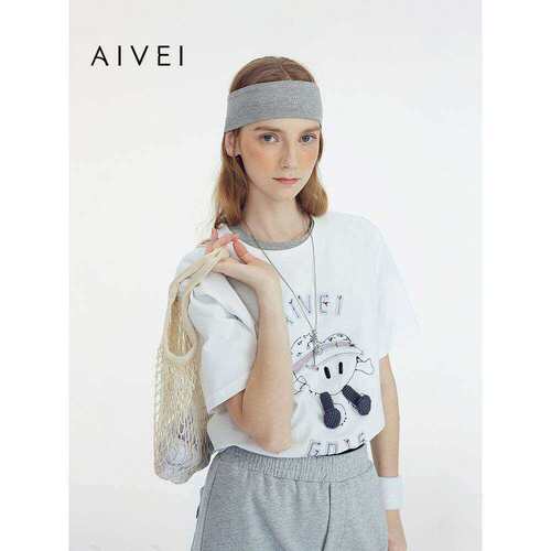 【高尔夫系列】AIVEI欣贺艾薇2025春夏设计感刺绣爱心短袖白色T恤