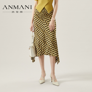 时尚 新品 印花包臀半身裙P34G002F ANMANI恩曼琳23秋季 商场同款