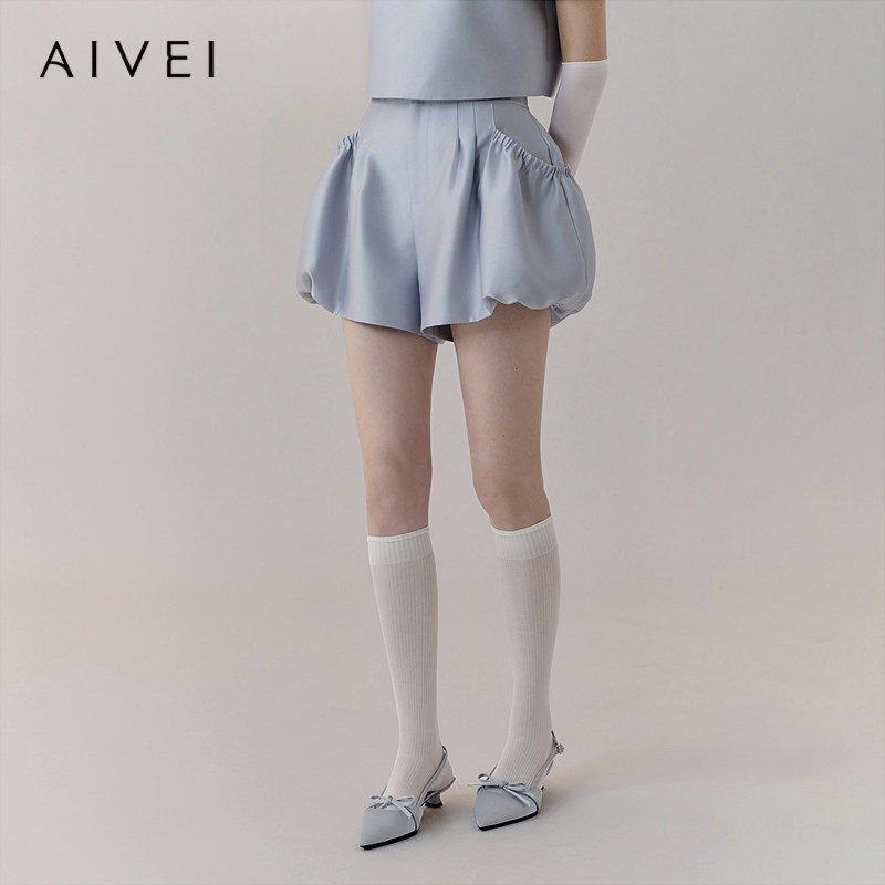 AIVEI欣贺艾薇2026春季新少女小香罗莉塔遮胯阔腿短裤XSV1Y04B