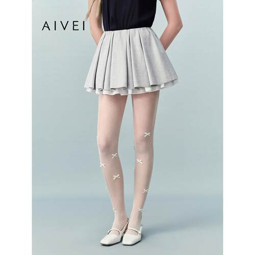 AIVEI欣贺艾薇2026夏季新学院芭蕾小个子松紧腰百褶短裙XSV3Q01B