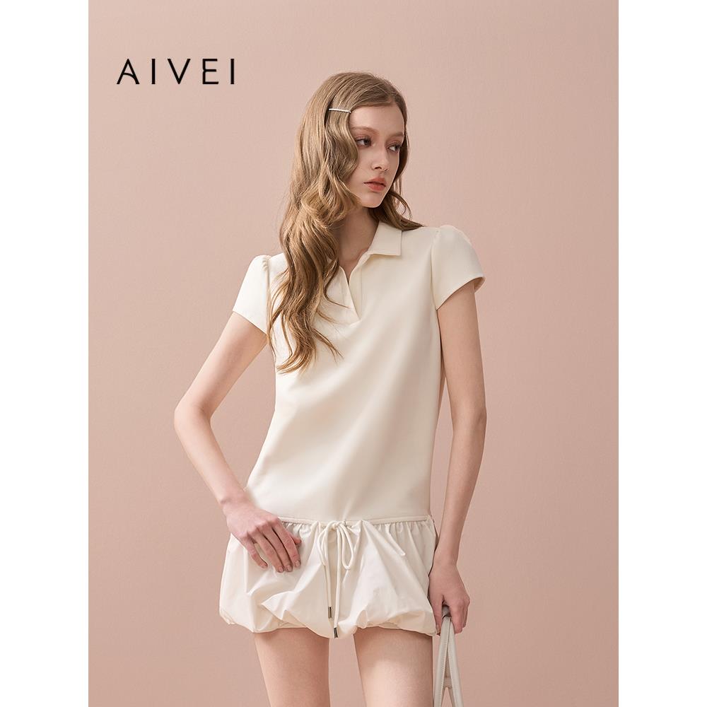 AIVEI欣贺艾薇2025秋季新减龄学院运动POLO领花苞连衣裙XRV4L11A