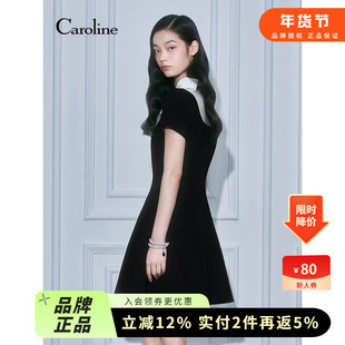 Caroline卡洛琳2026春季新款赫本风小黑裙蝴蝶结连衣裙ESC1L06A