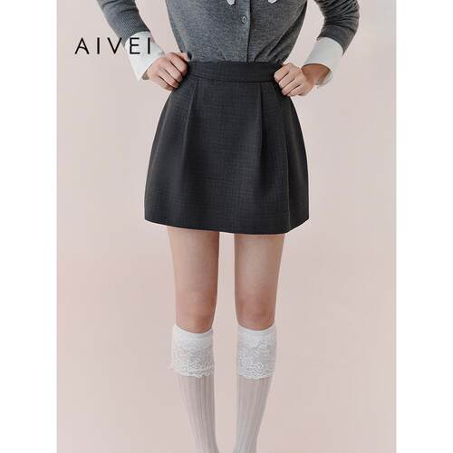 AIVEI欣贺艾薇2026春季新花苞短裙小个子简约百搭半身裙XSV1Q05B