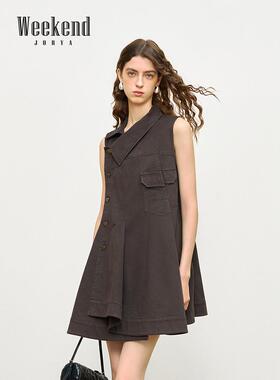 卓雅周末26春新款可露丽不规则设计感无袖A字牛仔连衣裙XSW0L11D