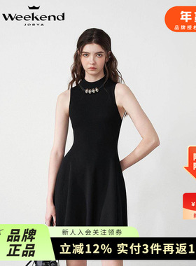 卓雅周末25夏新优雅半高领X收腰显瘦无袖气质针织连衣裙R220906B