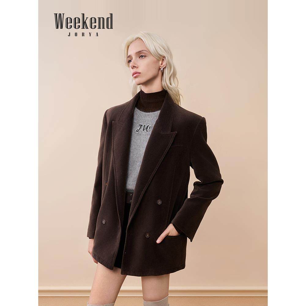卓雅周末25秋新智性通勤戗驳领双排扣复古休闲廓形西装外套W4A03C,女装/女士精品,西装,淘宝优惠券,粉丝福利购,淘宝优惠卷