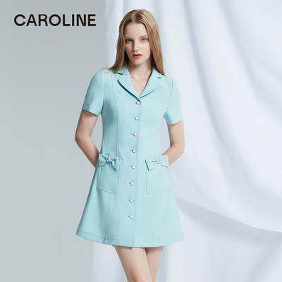 X型西装领卡洛琳连衣裙