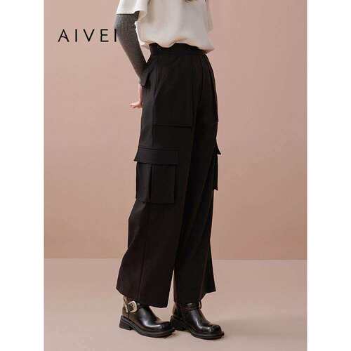 AIVEI欣贺艾薇2025秋季新山系休闲工装风宽松直筒长裤XRV5K09B