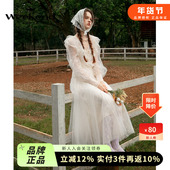 卓雅周末24早秋新款 仙气浪漫网纱绣花高腰A字伞型半身裙Q240902A
