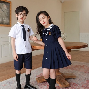 幼儿园园服夏装 毕业照表演 英伦风儿童校服套装 小学生班服夏季