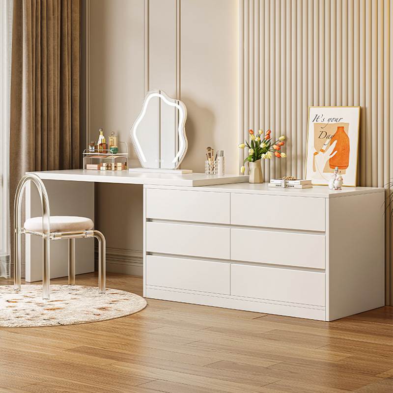 奶油风斗柜梳妆台一体主卧室收纳柜木质梳妆桌床尾柜房间储物柜子