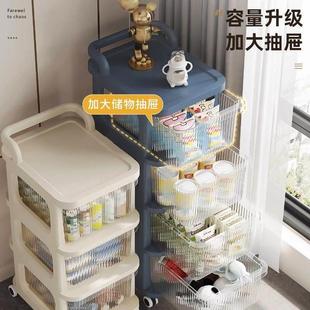 小推车零食置物架婴儿用品收纳柜落地可移动收纳架玩具宝宝储物架