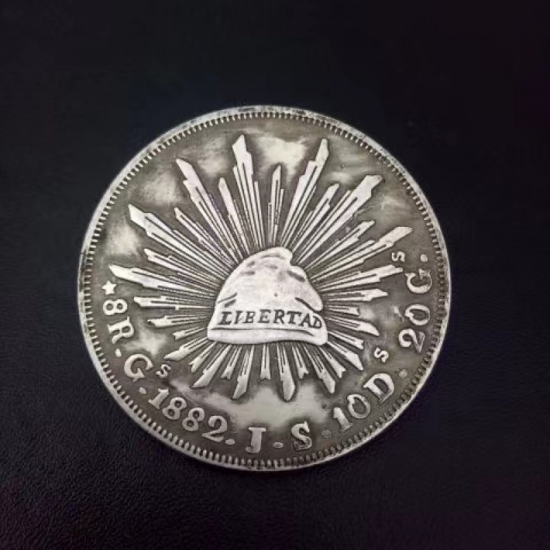 银元墨西哥鹰洋1891年外国币白铜镀银可吹响磁铁不吸民国钱币